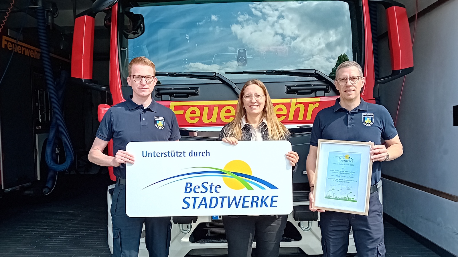 Die Löschgruppe Herste ist Gewinner des Nachhaltigkeitsfonds der BeSte Stadtwerke GmbH